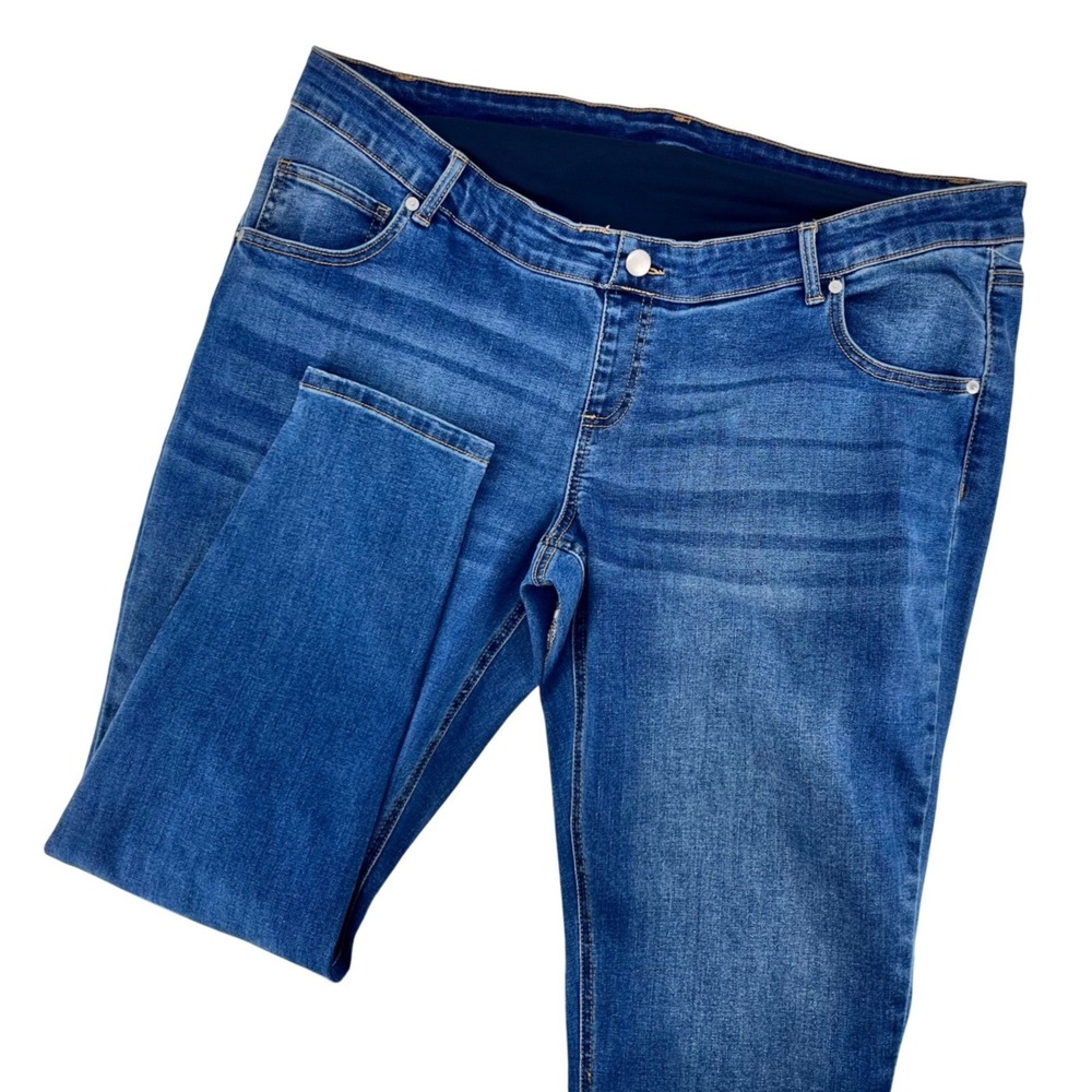 Maternity Skinny Jeans Women XXL 20‎ Blue Medium Wash Stretch Full Panel